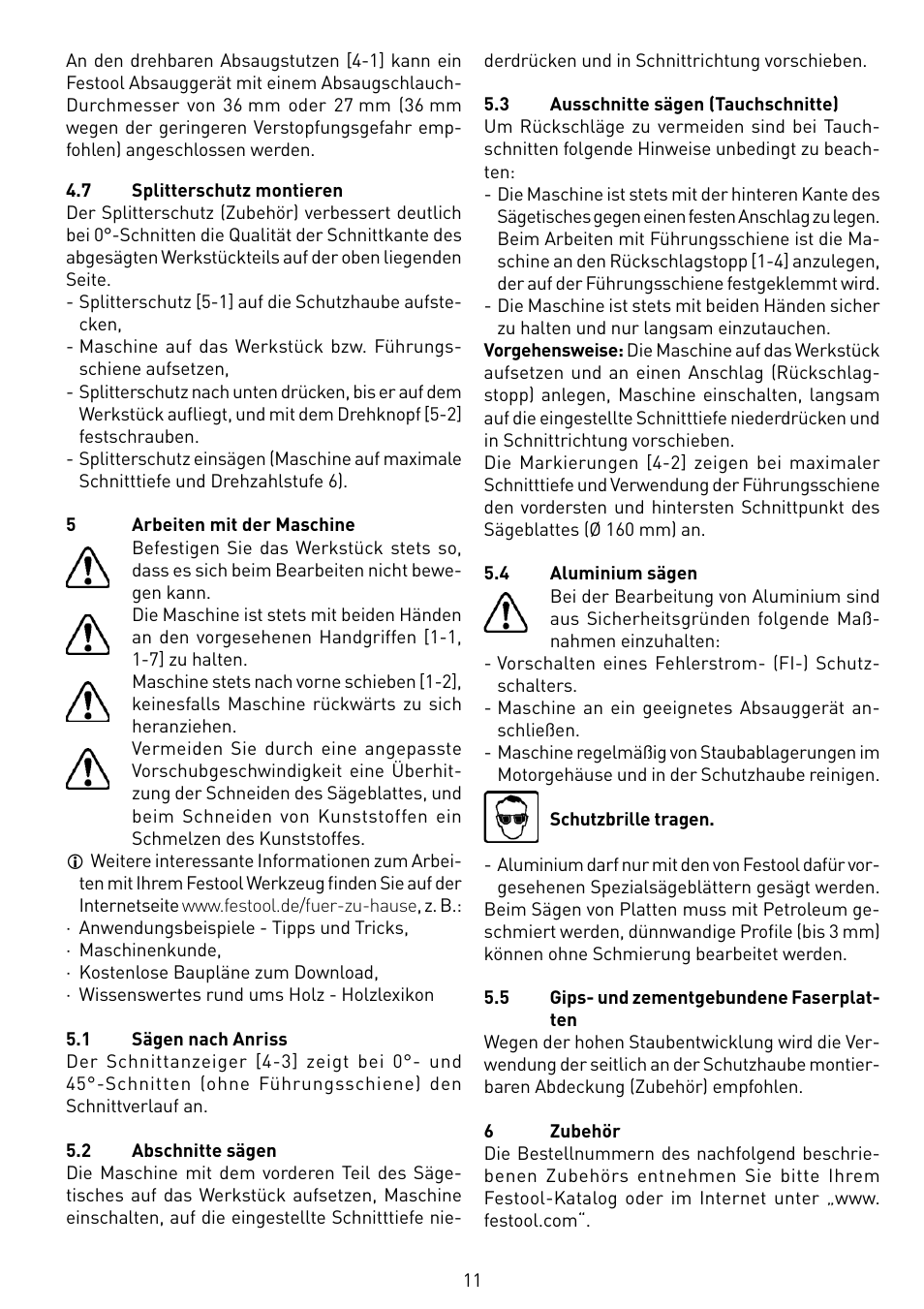 Festool TS 55 EBQ User Manual | Page 11 / 94