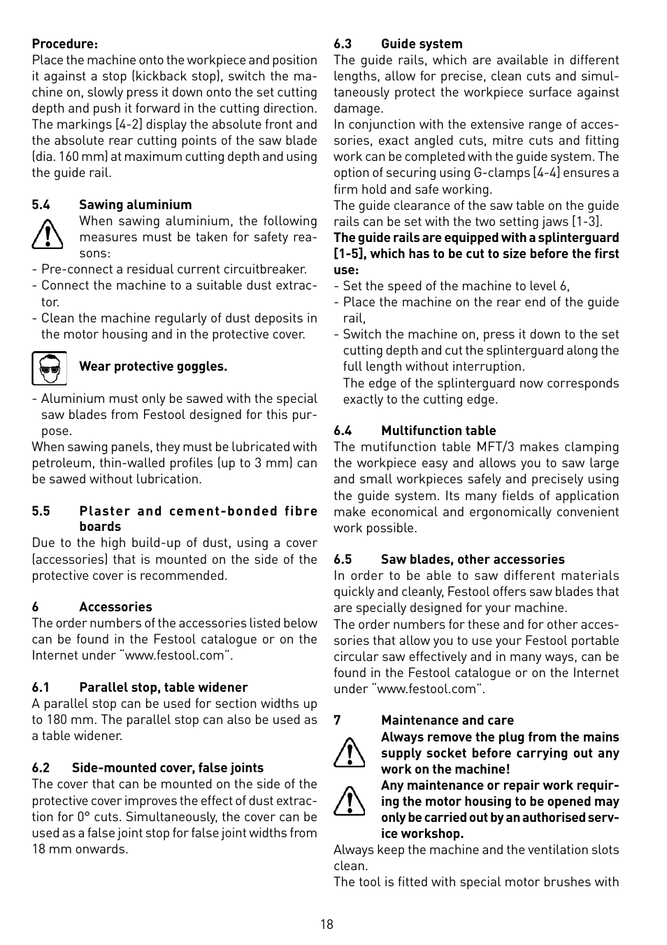 Festool TS 55 EBQ User Manual | Page 18 / 94