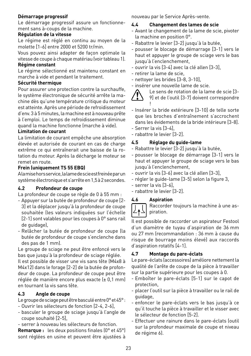 Festool TS 55 EBQ User Manual | Page 23 / 94