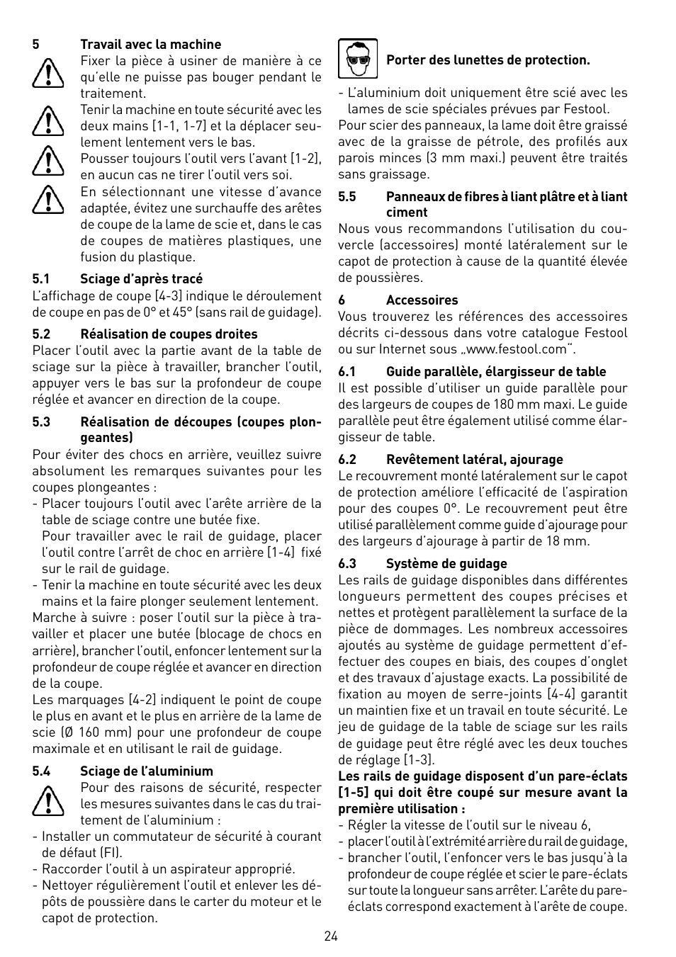 Festool TS 55 EBQ User Manual | Page 24 / 94