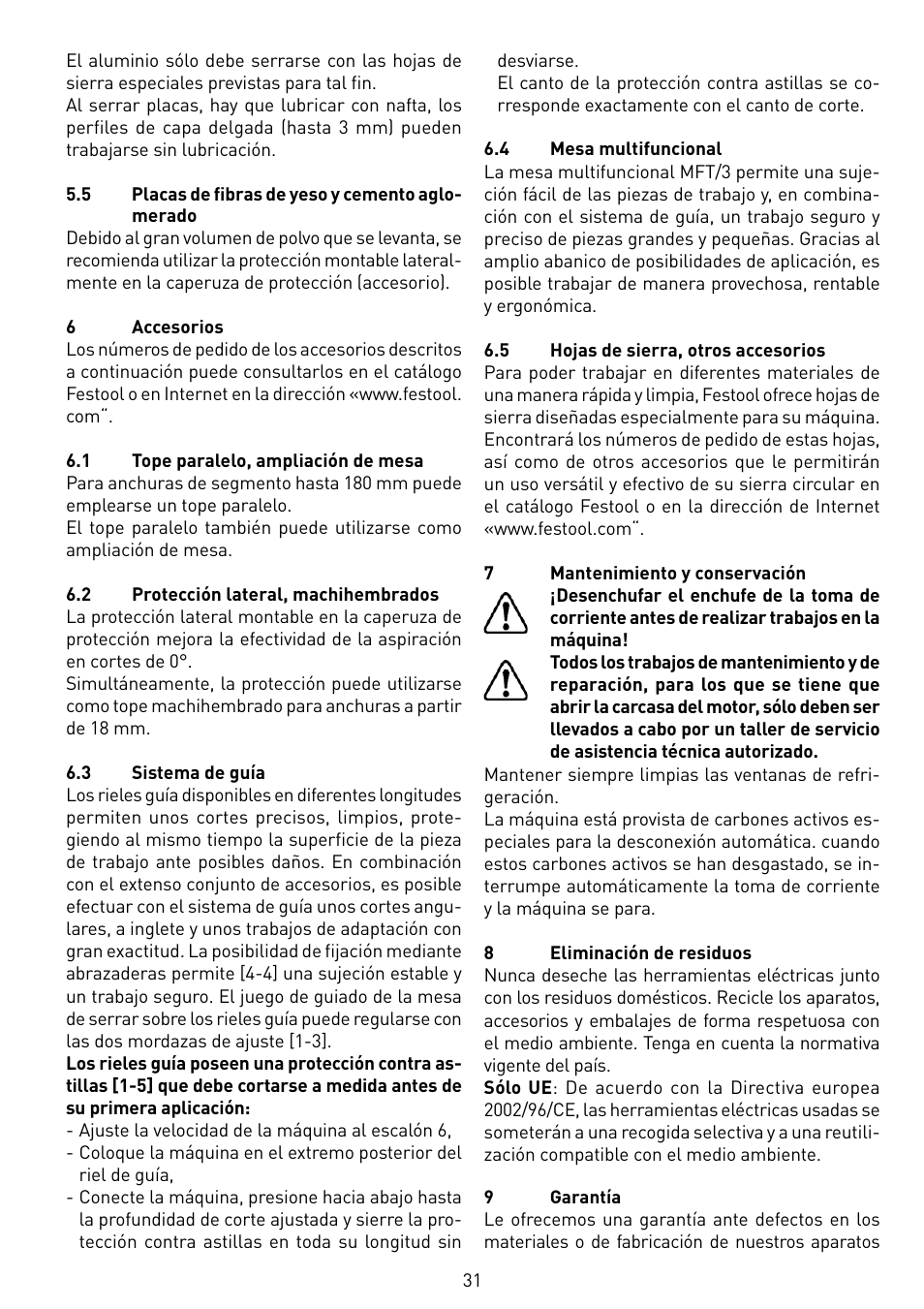 Festool TS 55 EBQ User Manual | Page 31 / 94