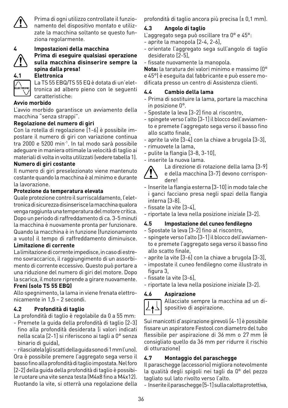 Festool TS 55 EBQ User Manual | Page 36 / 94