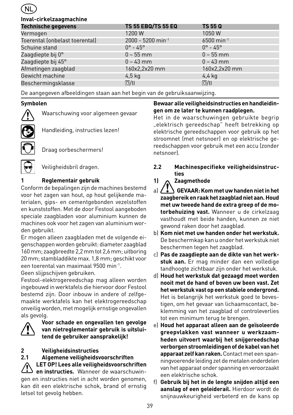 Festool TS 55 EBQ User Manual | Page 39 / 94