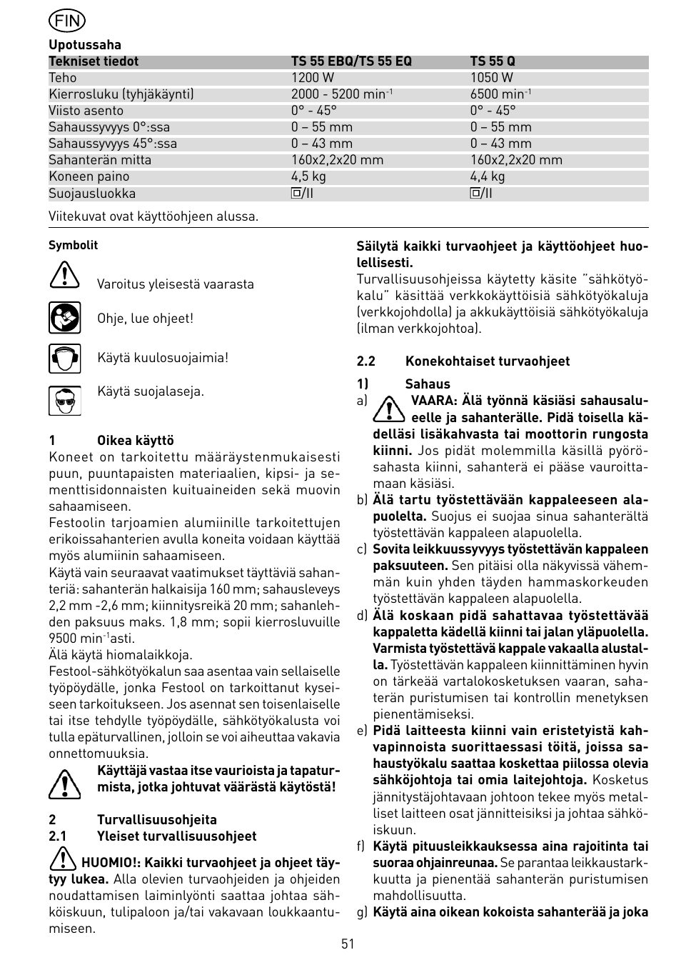 Festool TS 55 EBQ User Manual | Page 51 / 94