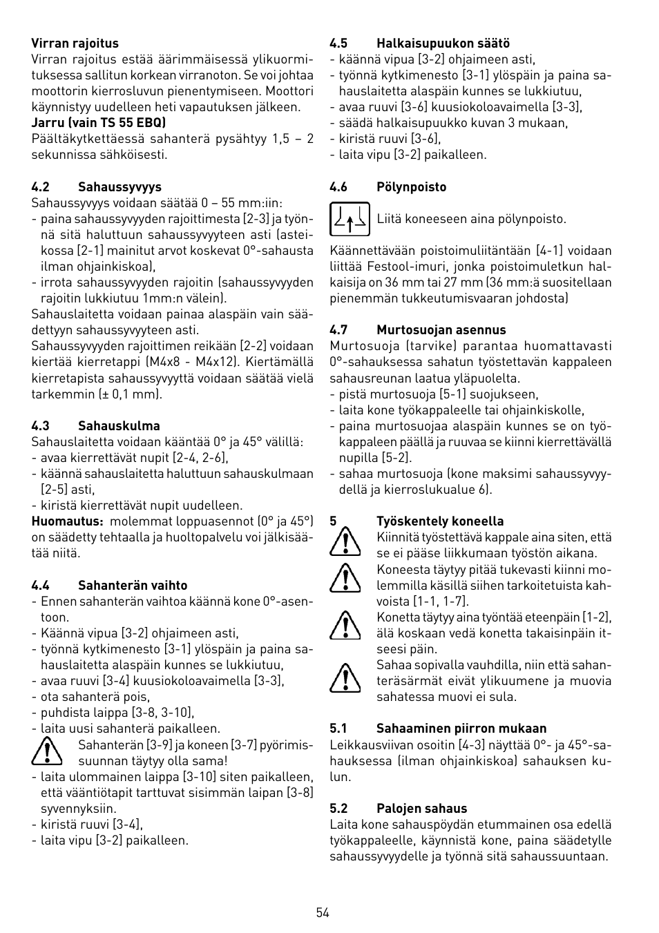 Festool TS 55 EBQ User Manual | Page 54 / 94