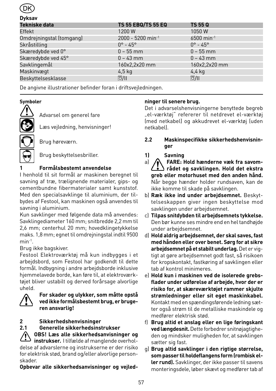 Festool TS 55 EBQ User Manual | Page 57 / 94