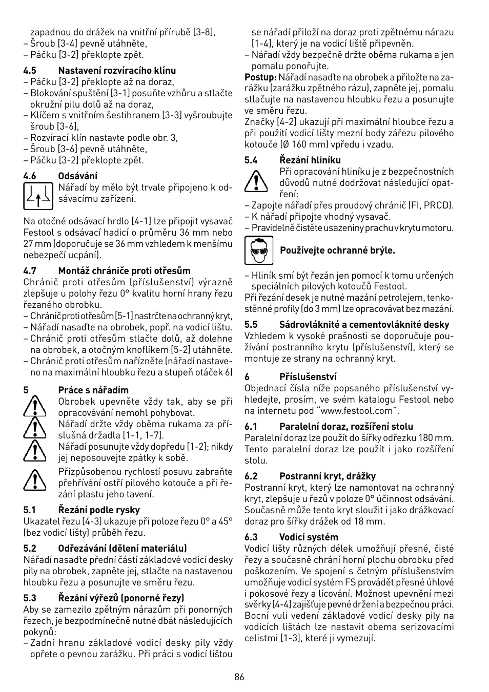 Festool TS 55 EBQ User Manual | Page 86 / 94