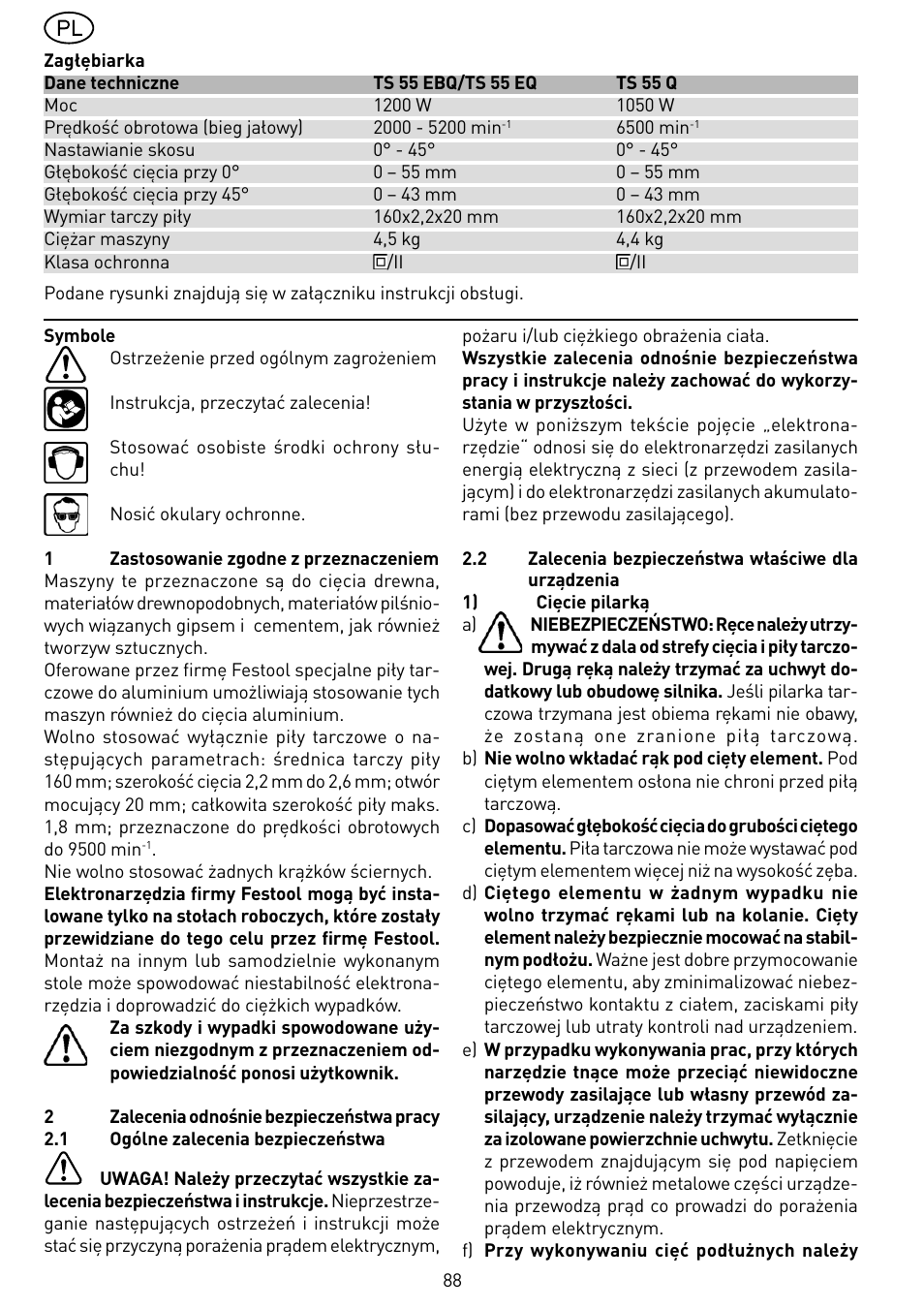 Festool TS 55 EBQ User Manual | Page 88 / 94