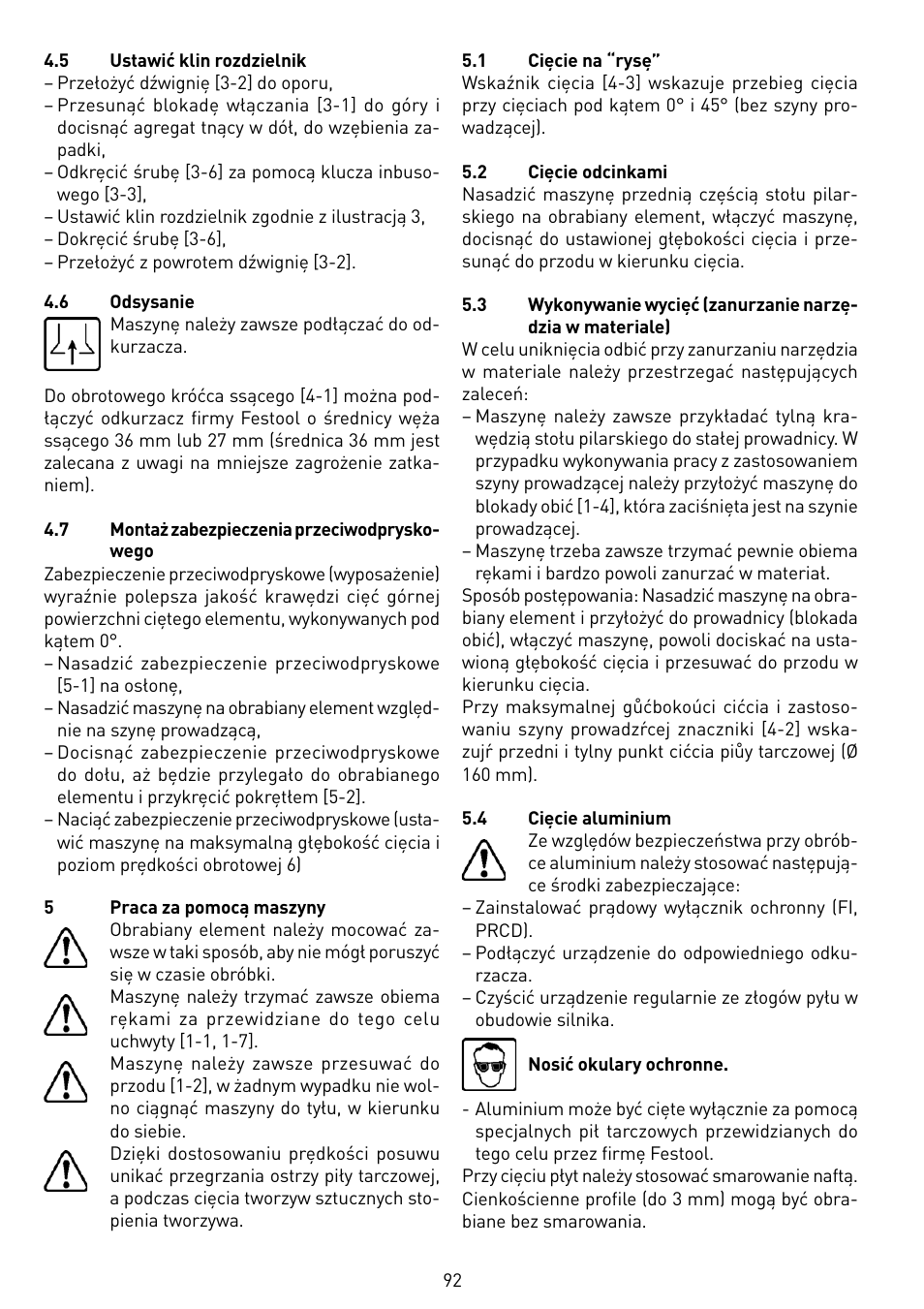 Festool TS 55 EBQ User Manual | Page 92 / 94