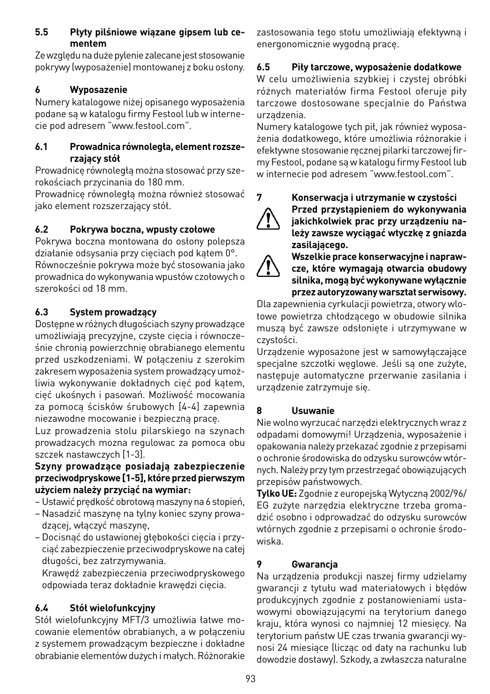 Festool TS 55 EBQ User Manual | Page 93 / 94