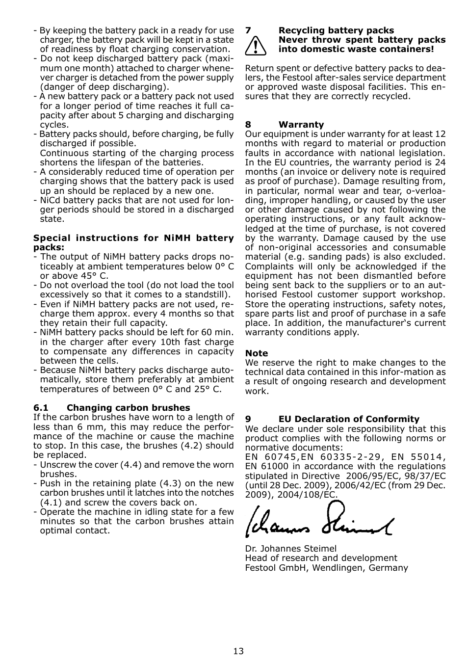 Festool TDK 15 User Manual | Page 13 / 62