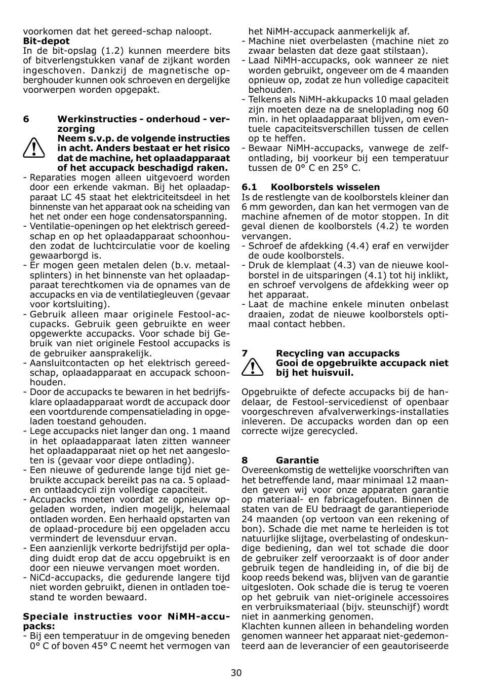 Festool TDK 15 User Manual | Page 30 / 62