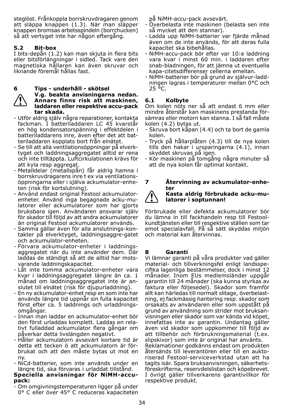 Festool TDK 15 User Manual | Page 34 / 62