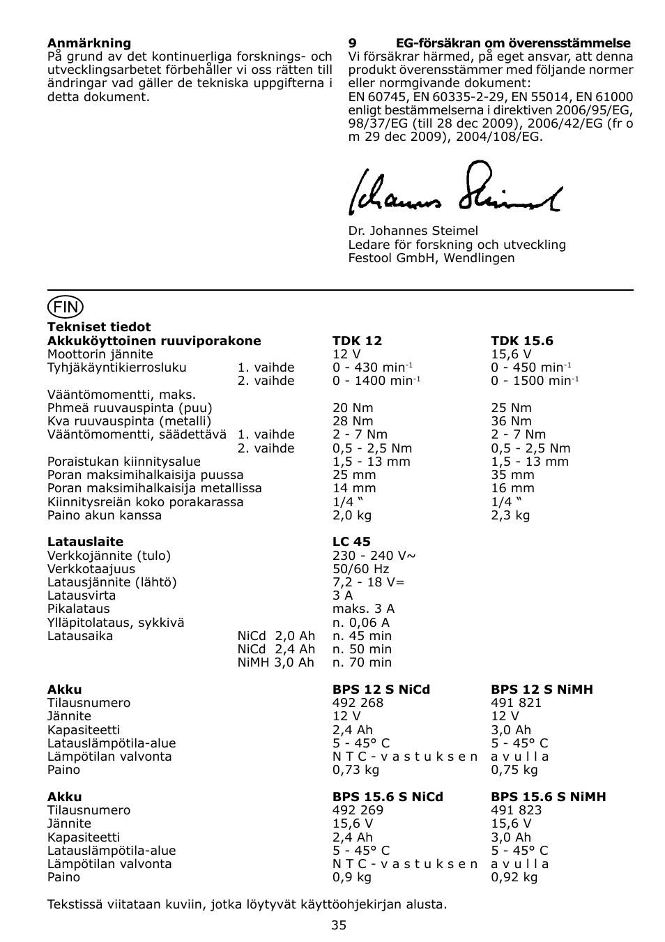 Festool TDK 15 User Manual | Page 35 / 62