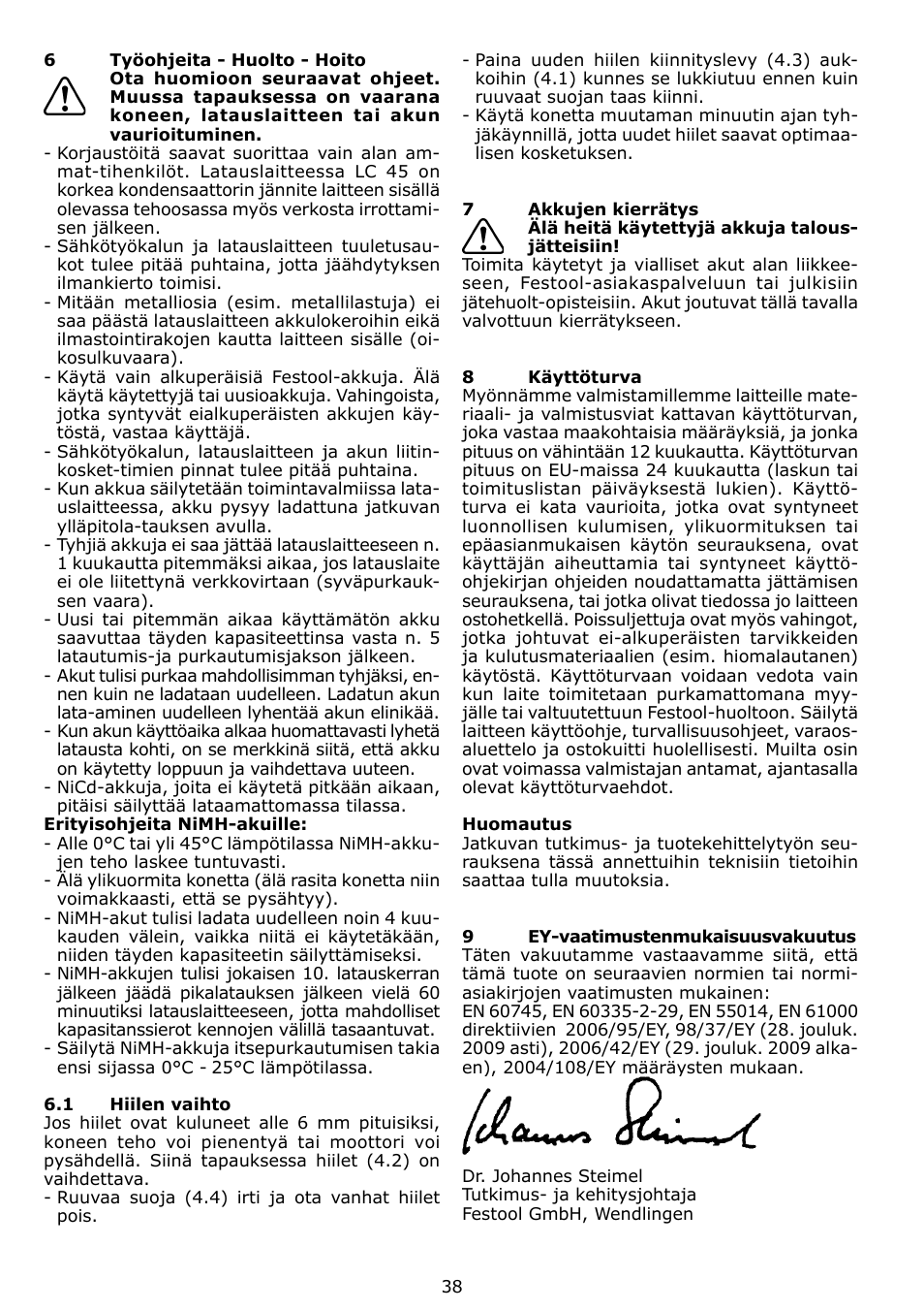 Festool TDK 15 User Manual | Page 38 / 62