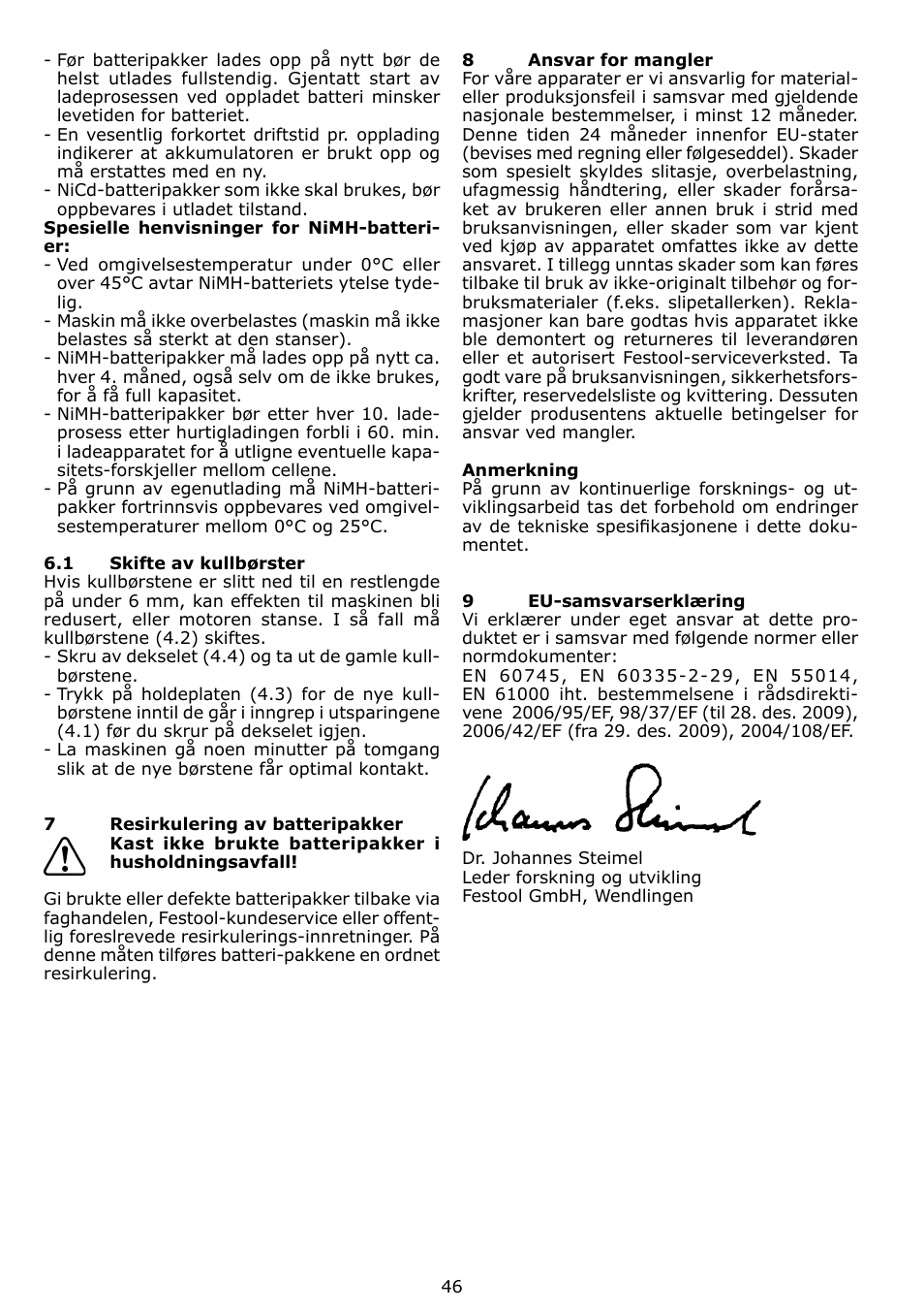 Festool TDK 15 User Manual | Page 46 / 62