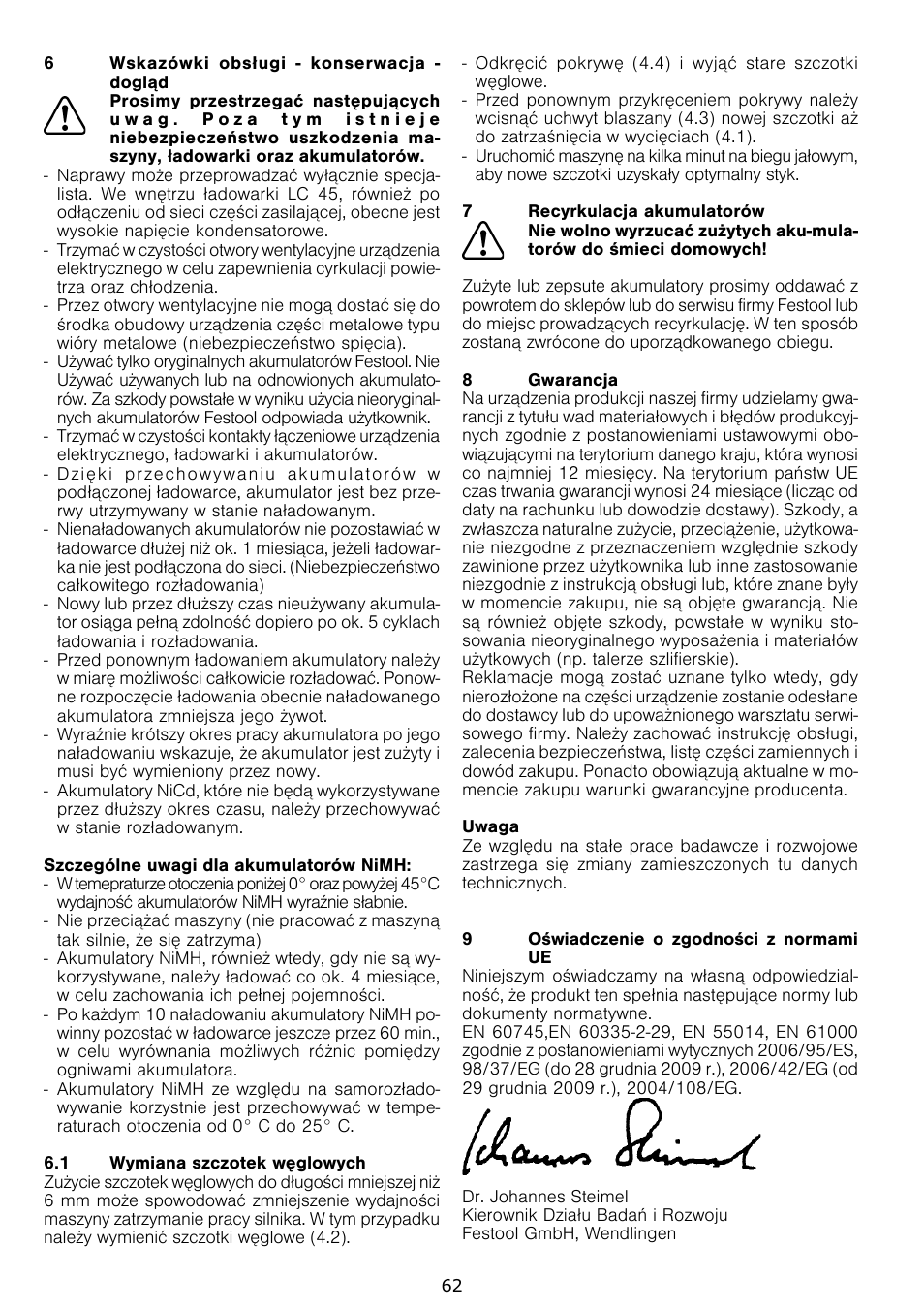 Festool TDK 15 User Manual | Page 62 / 62