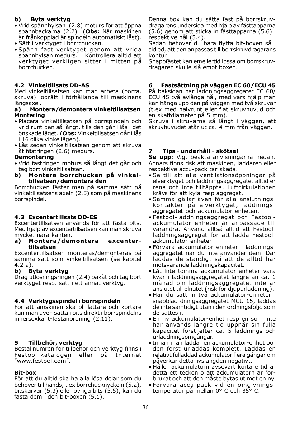 Festool CDD 12 User Manual | Page 36 / 78