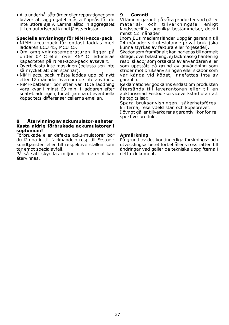 Festool CDD 12 User Manual | Page 37 / 78