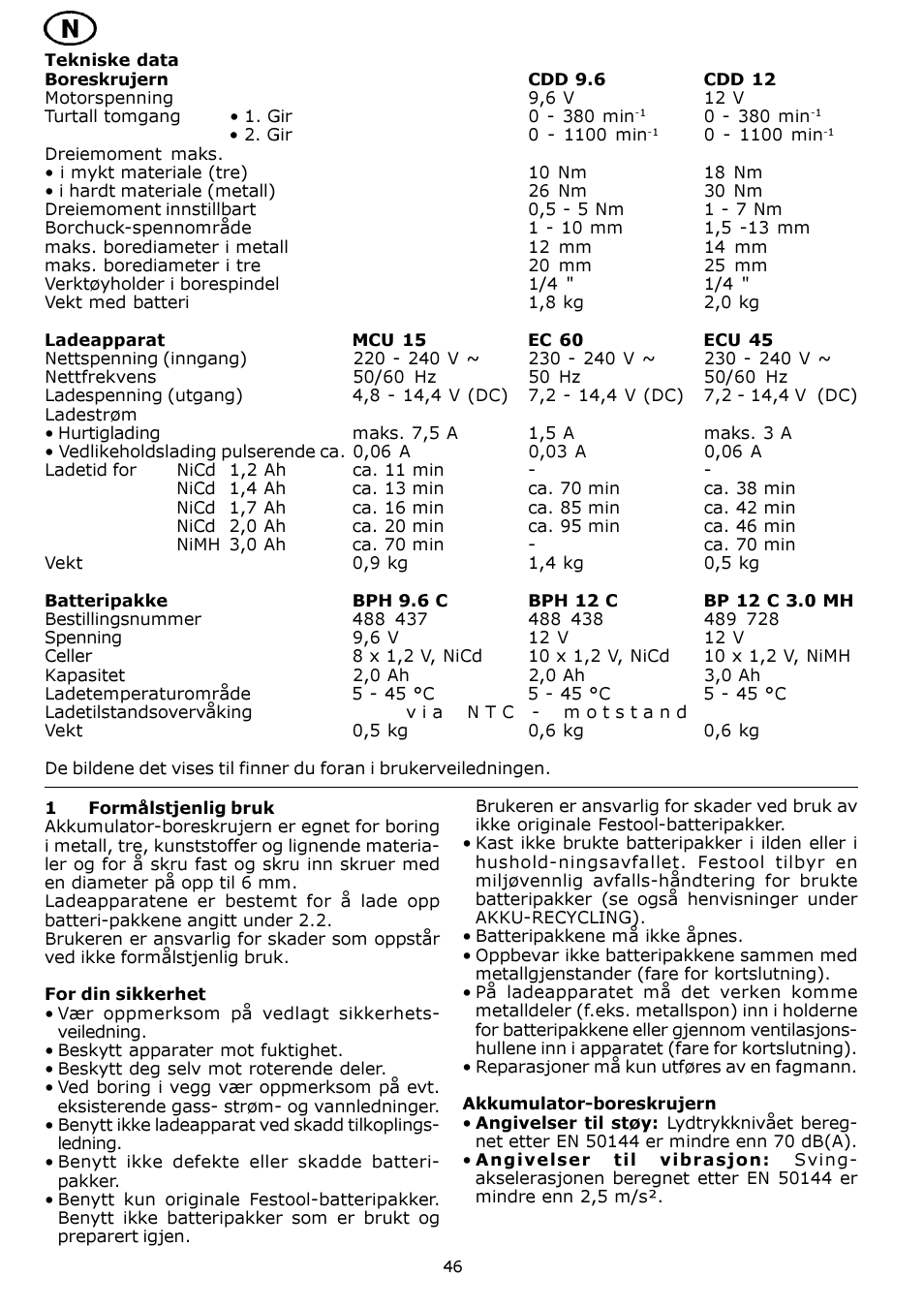 Festool CDD 12 User Manual | Page 46 / 78