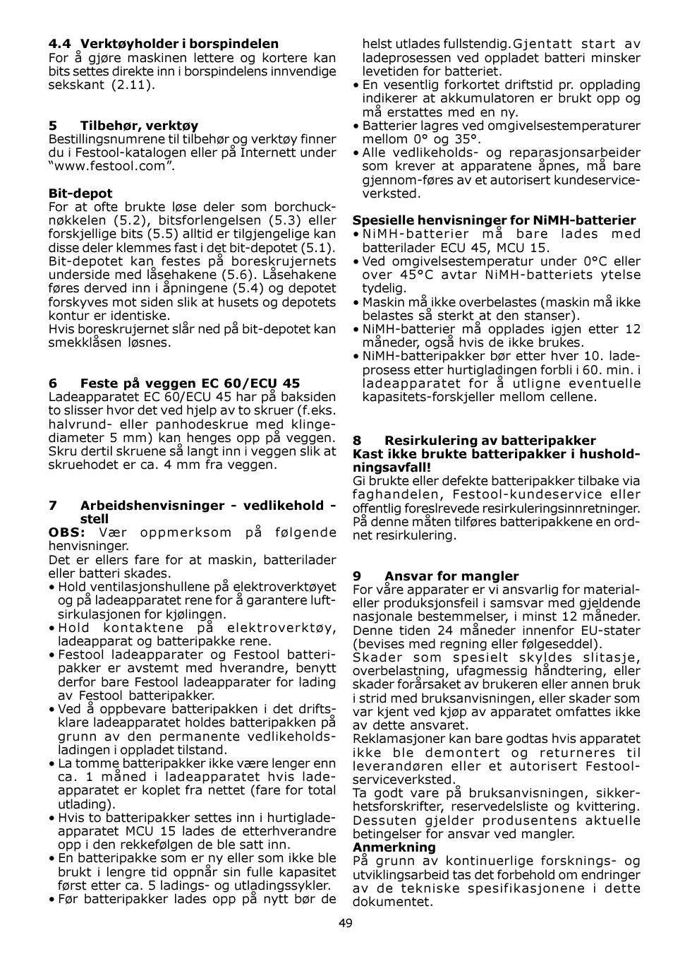 Festool CDD 12 User Manual | Page 49 / 78