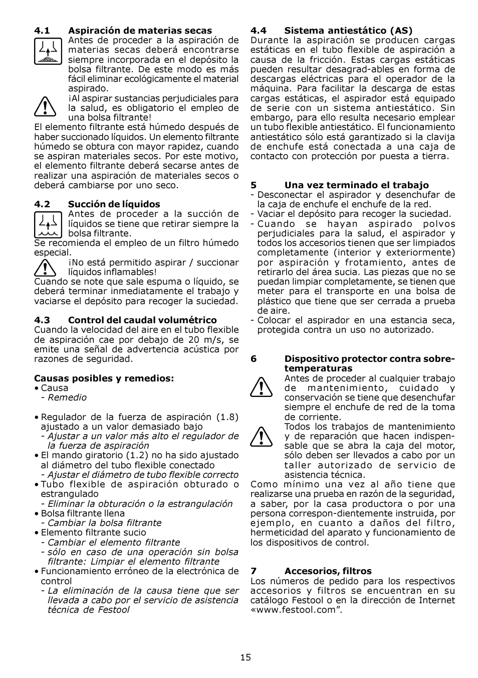 Festool SRH 204 E-AS Flowsensor User Manual | Page 15 / 54