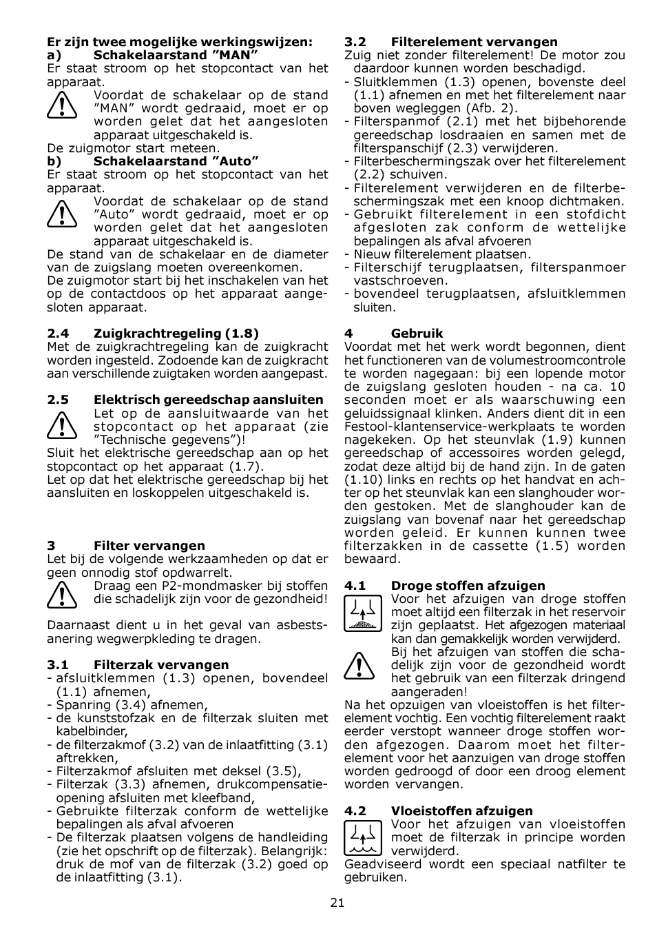 Festool SRH 204 E-AS Flowsensor User Manual | Page 21 / 54