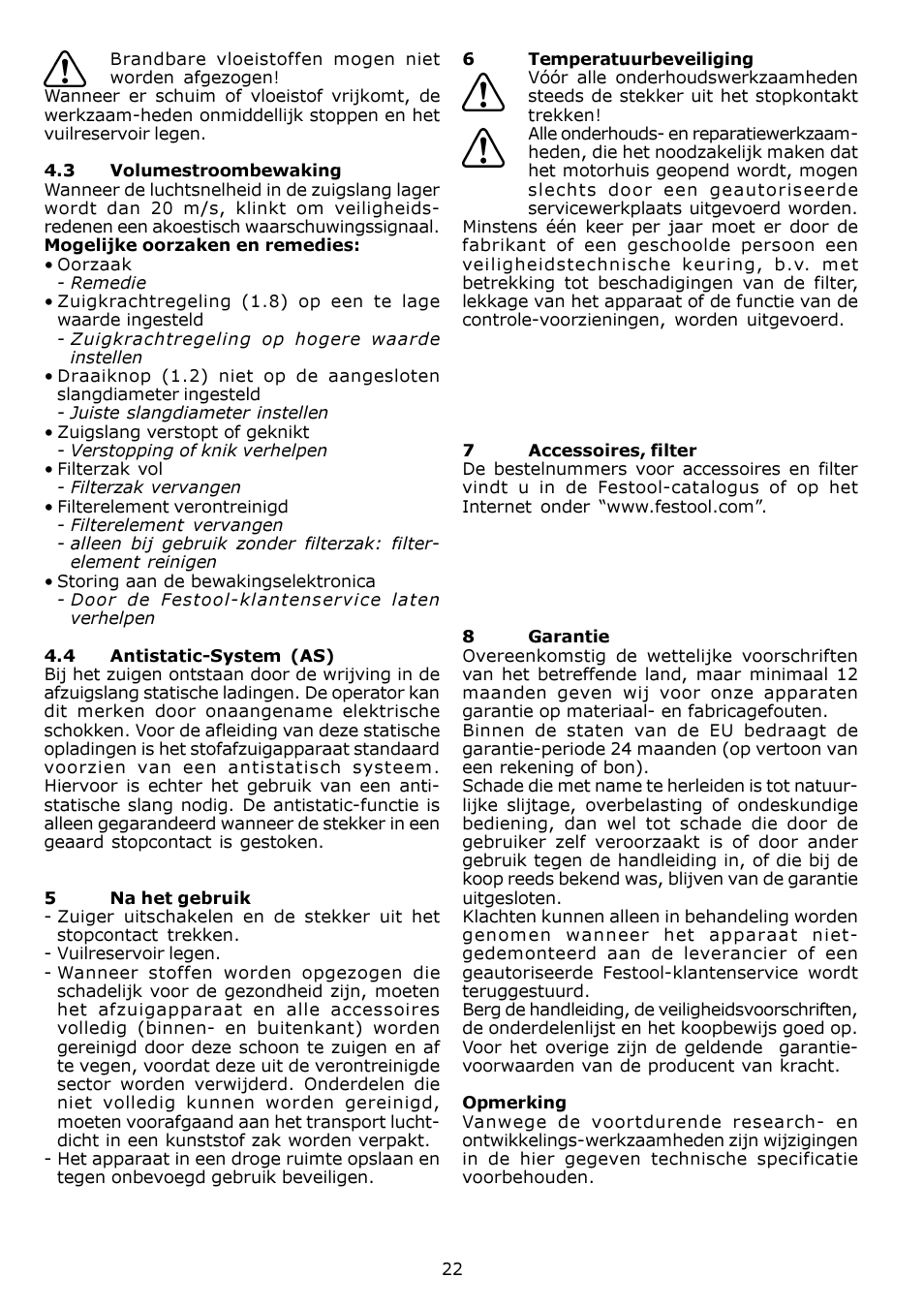 Festool SRH 204 E-AS Flowsensor User Manual | Page 22 / 54