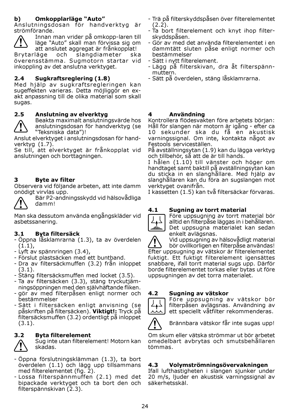 Festool SRH 204 E-AS Flowsensor User Manual | Page 24 / 54