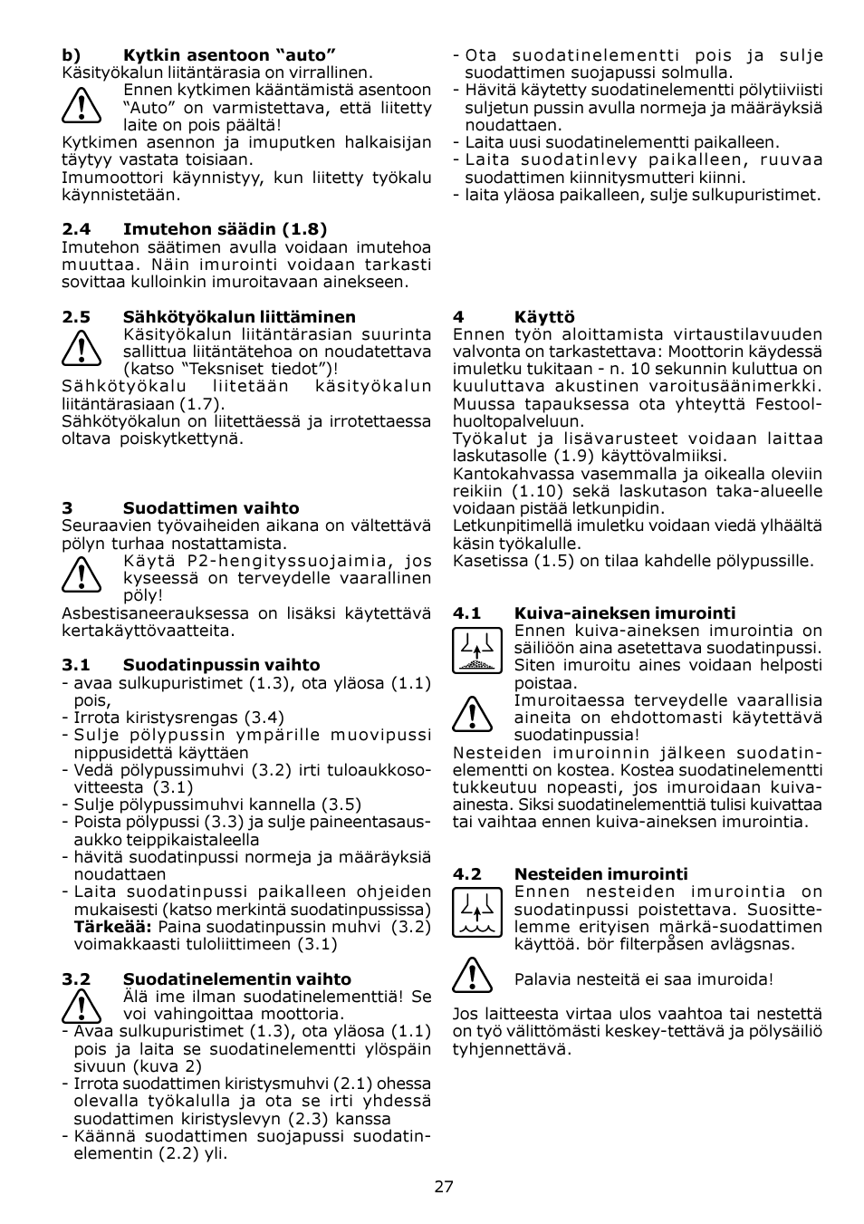 Festool SRH 204 E-AS Flowsensor User Manual | Page 27 / 54