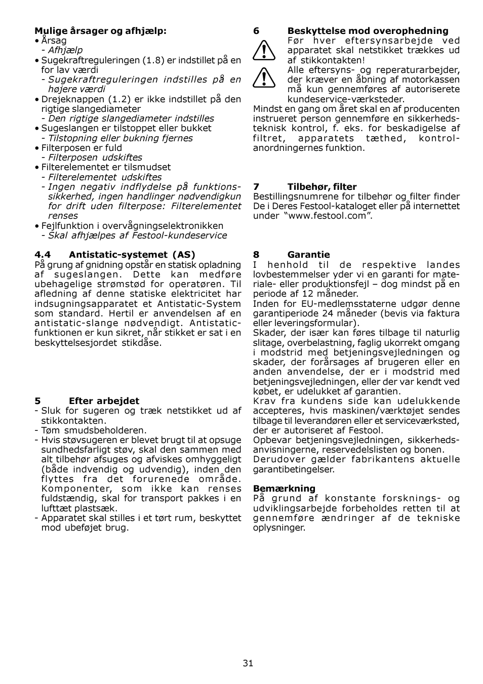 Festool SRH 204 E-AS Flowsensor User Manual | Page 31 / 54