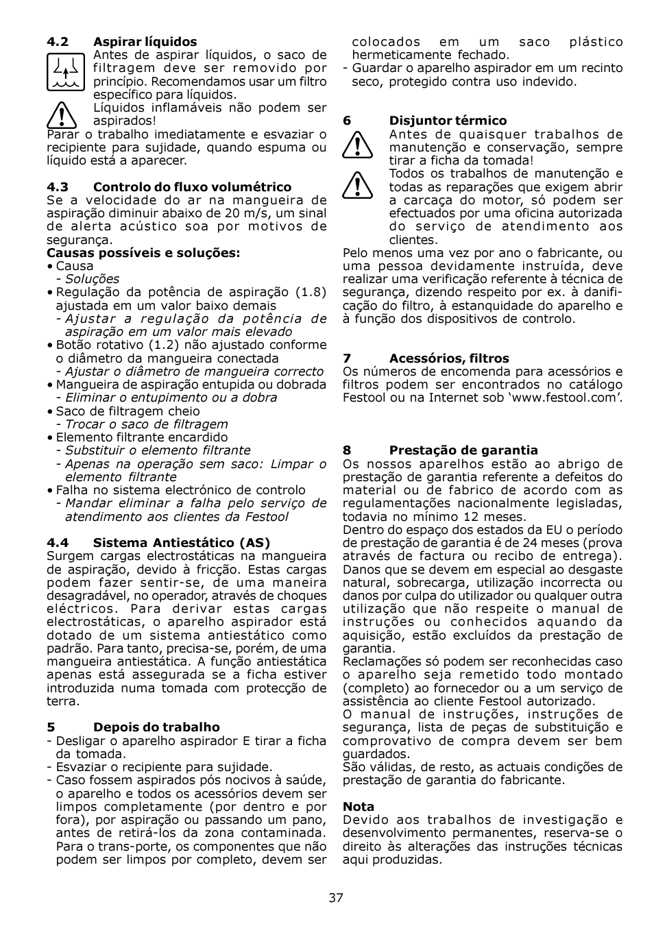 Festool SRH 204 E-AS Flowsensor User Manual | Page 37 / 54