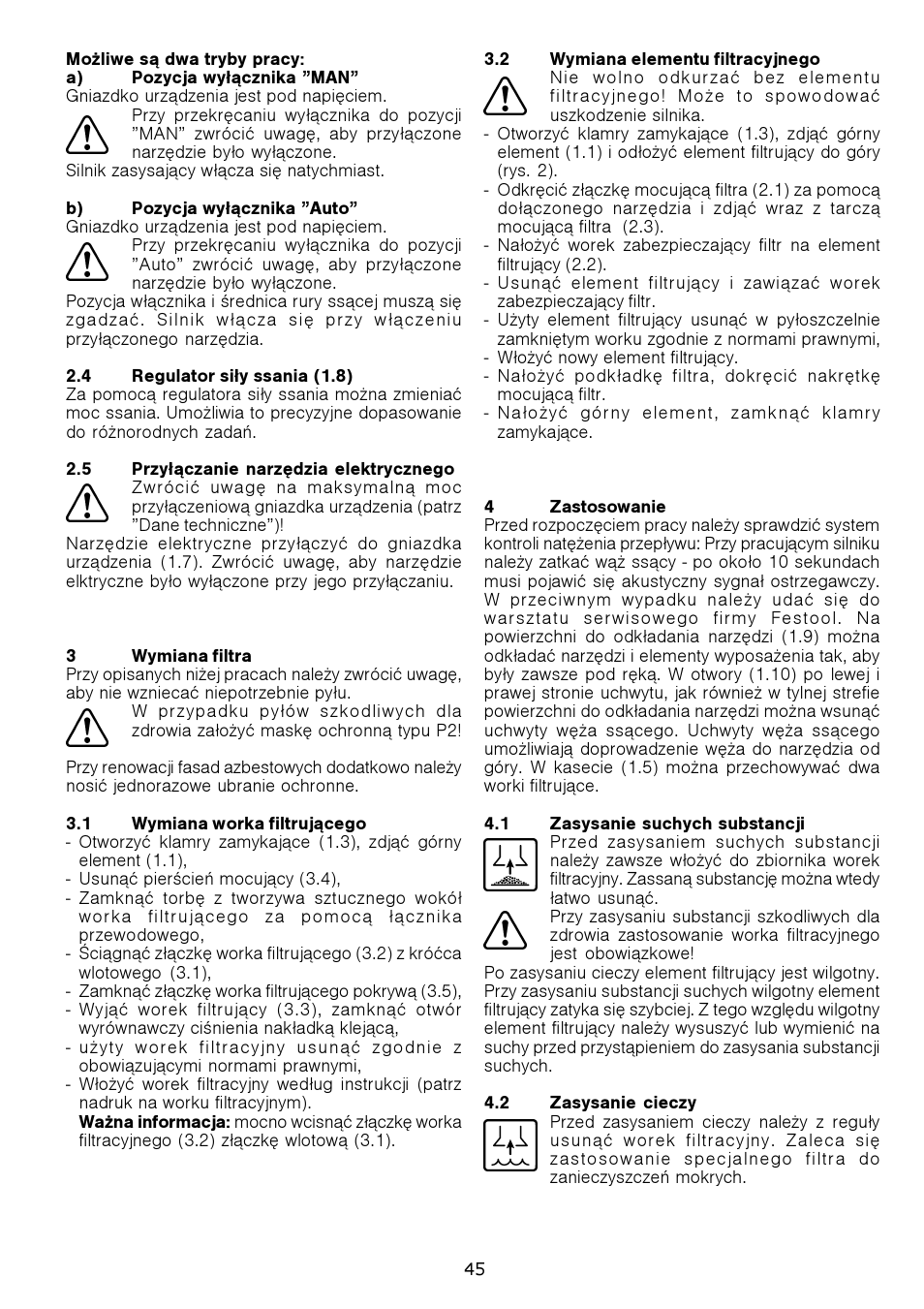 Festool SRH 204 E-AS Flowsensor User Manual | Page 45 / 54