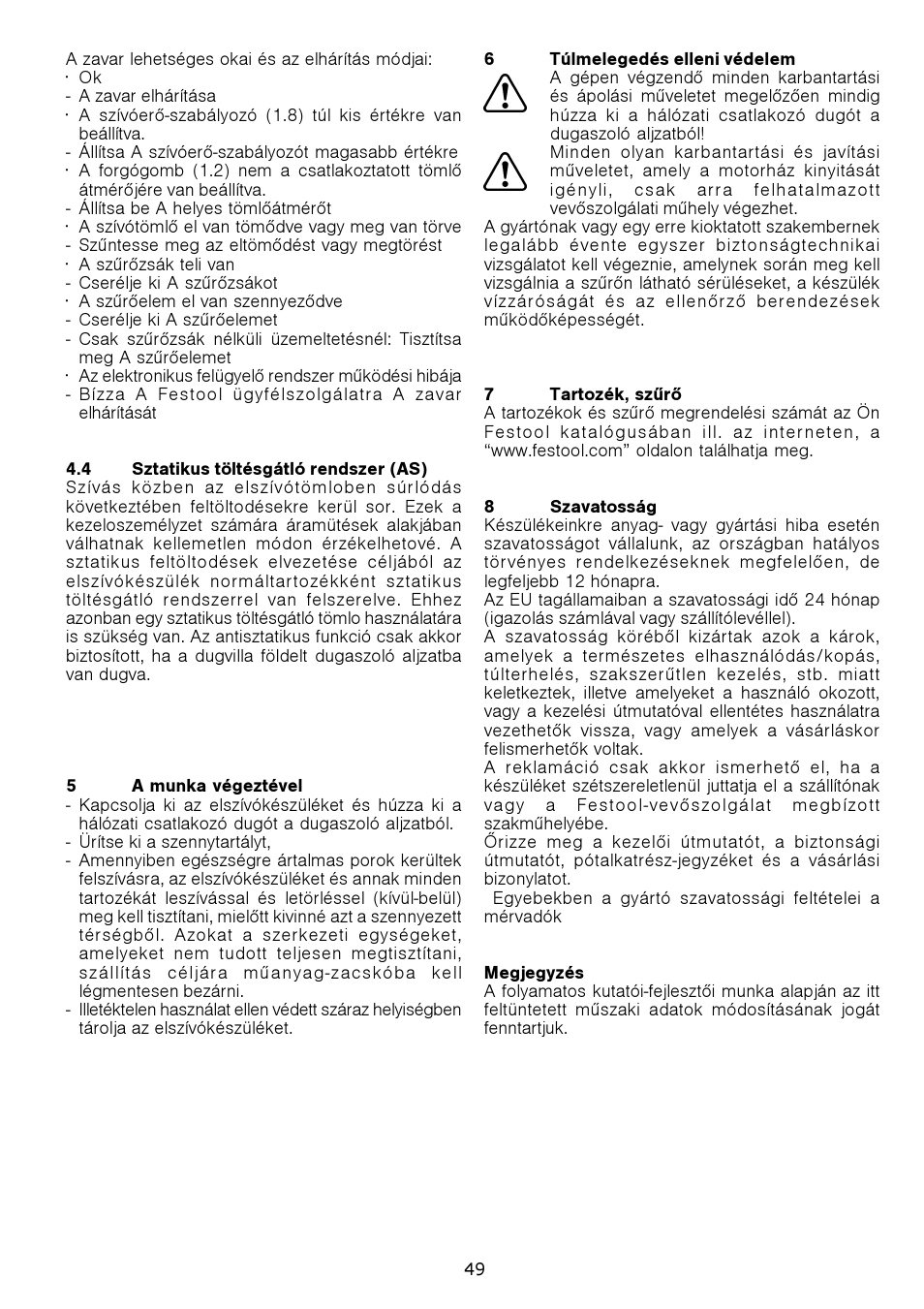 Festool SRH 204 E-AS Flowsensor User Manual | Page 49 / 54