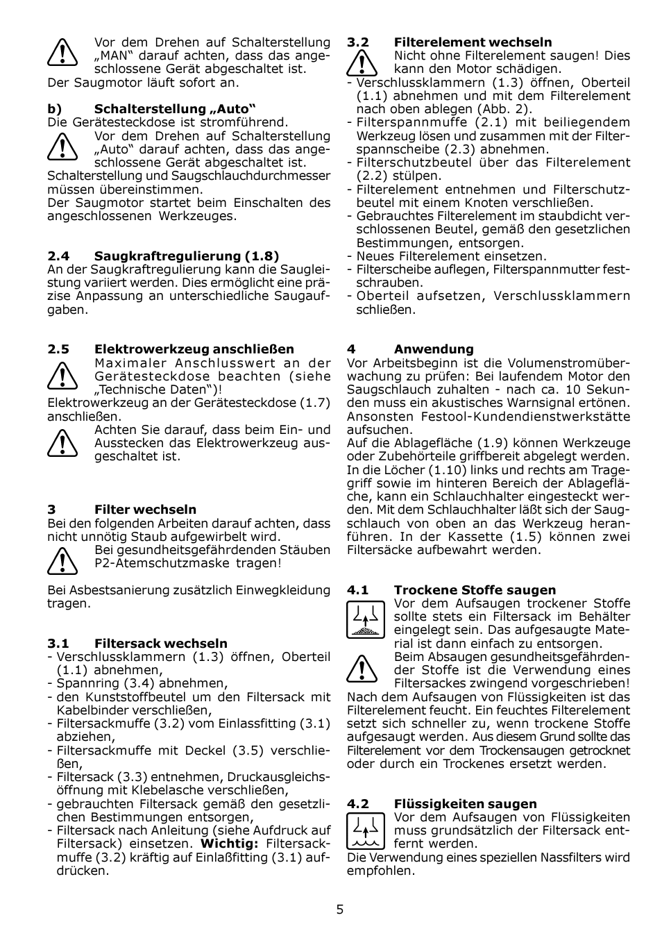 Festool SRH 204 E-AS Flowsensor User Manual | Page 5 / 54