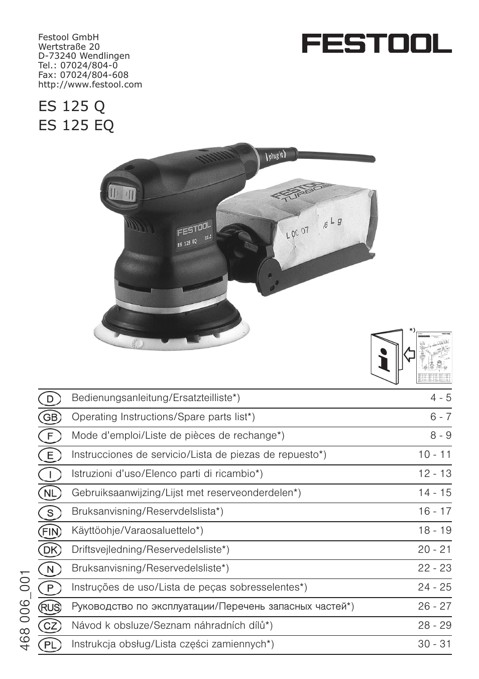 Festool ES 125 Q User Manual | 34 pages