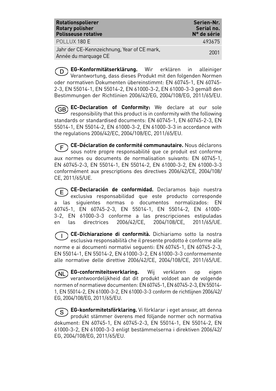 Festool POLLUX 180 E User Manual | Page 2 / 54
