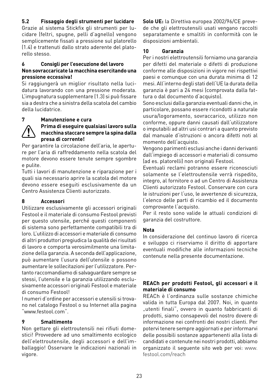 Festool POLLUX 180 E User Manual | Page 23 / 54