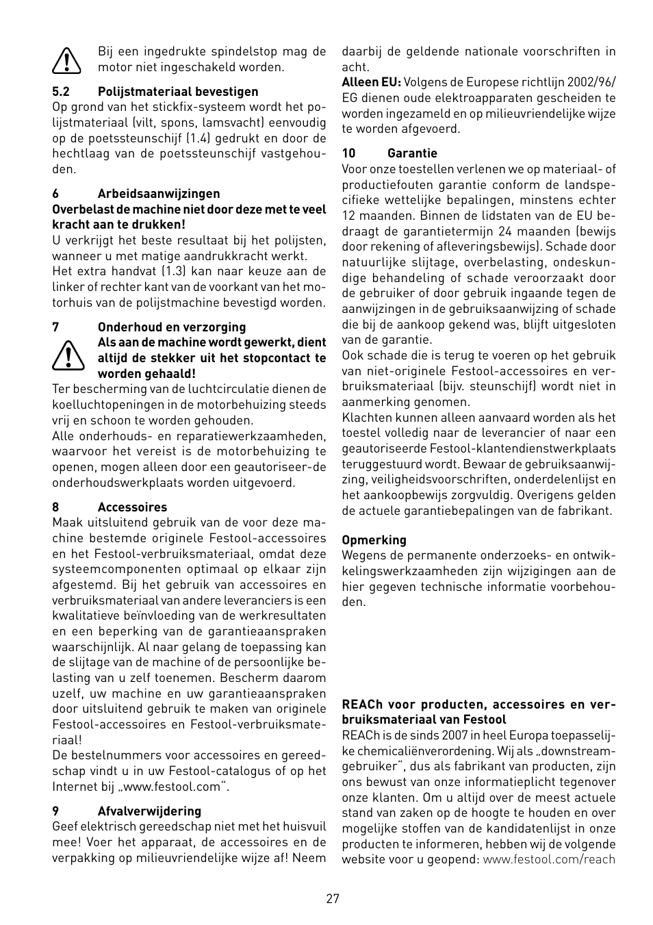 Festool POLLUX 180 E User Manual | Page 27 / 54