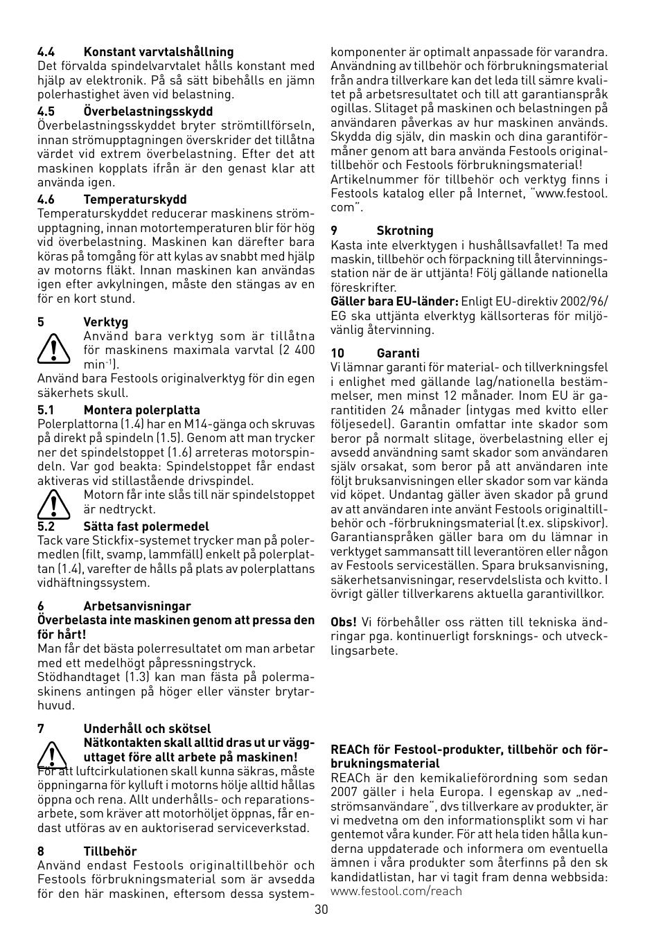 Festool POLLUX 180 E User Manual | Page 30 / 54
