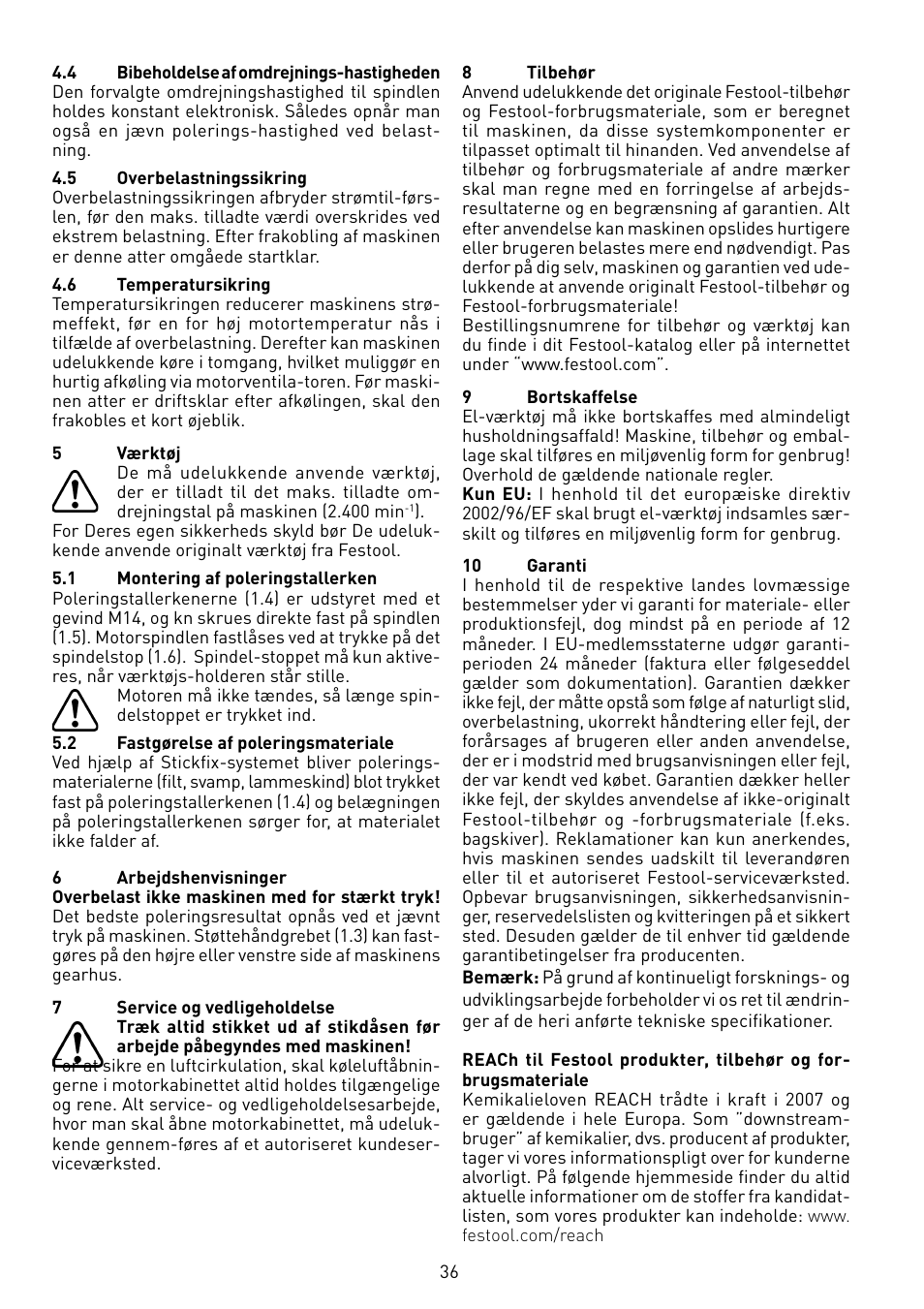 Festool POLLUX 180 E User Manual | Page 36 / 54