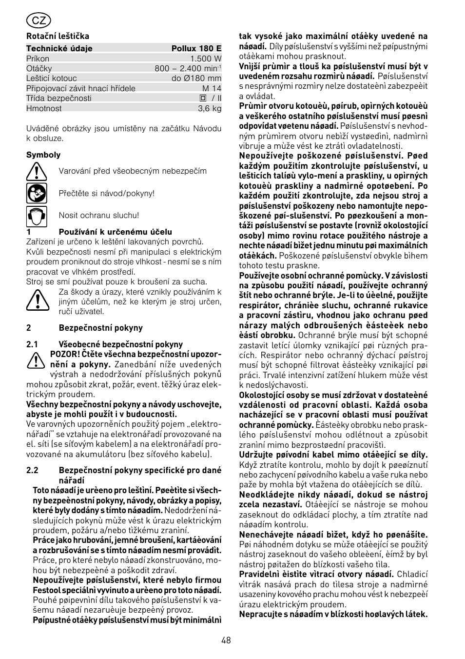 Festool POLLUX 180 E User Manual | Page 48 / 54