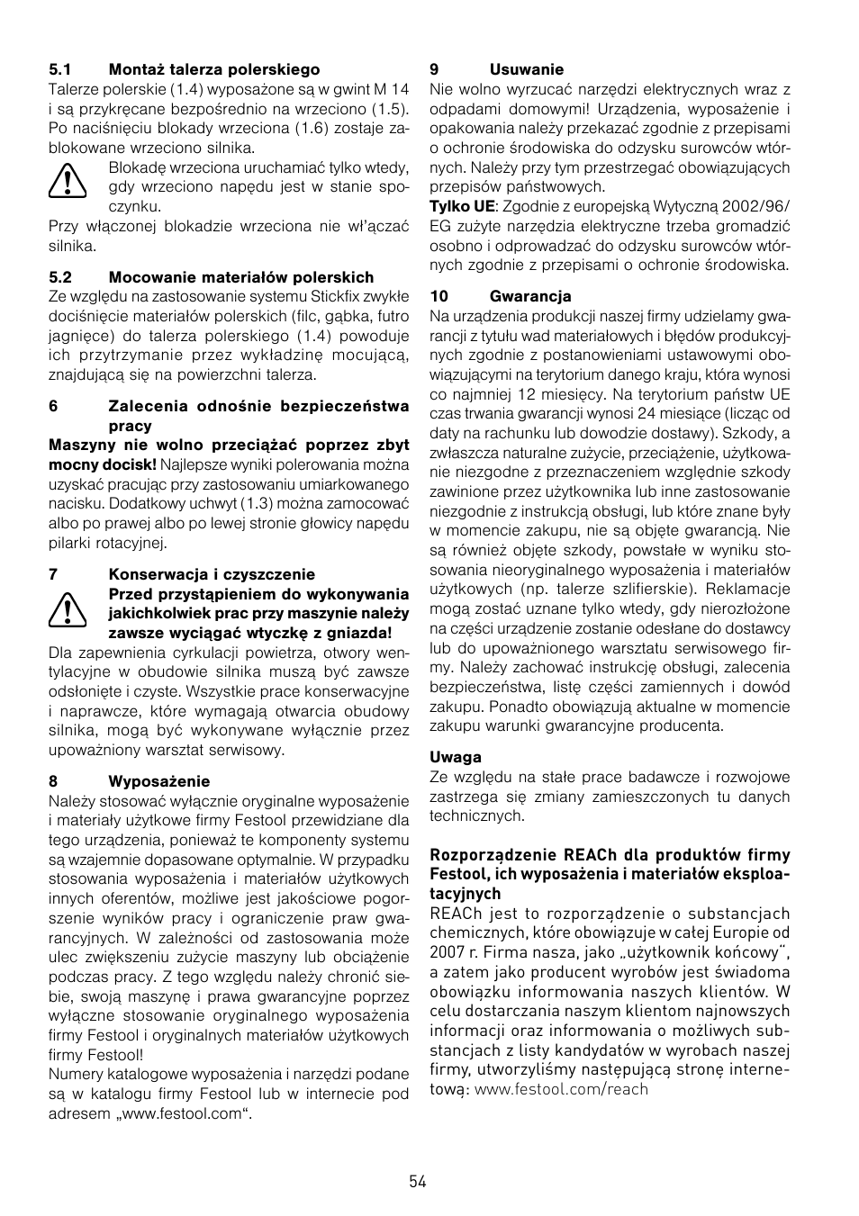 Festool POLLUX 180 E User Manual | Page 54 / 54