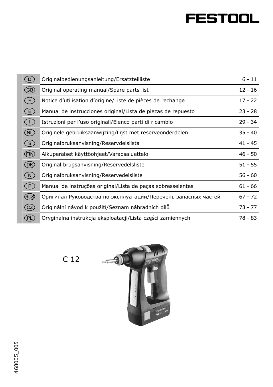 Festool C 12 User Manual | 86 pages