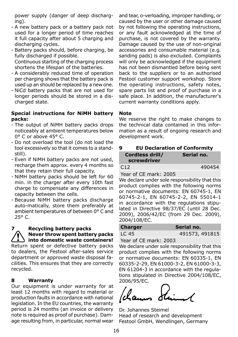 Festool C 12 User Manual | Page 16 / 86