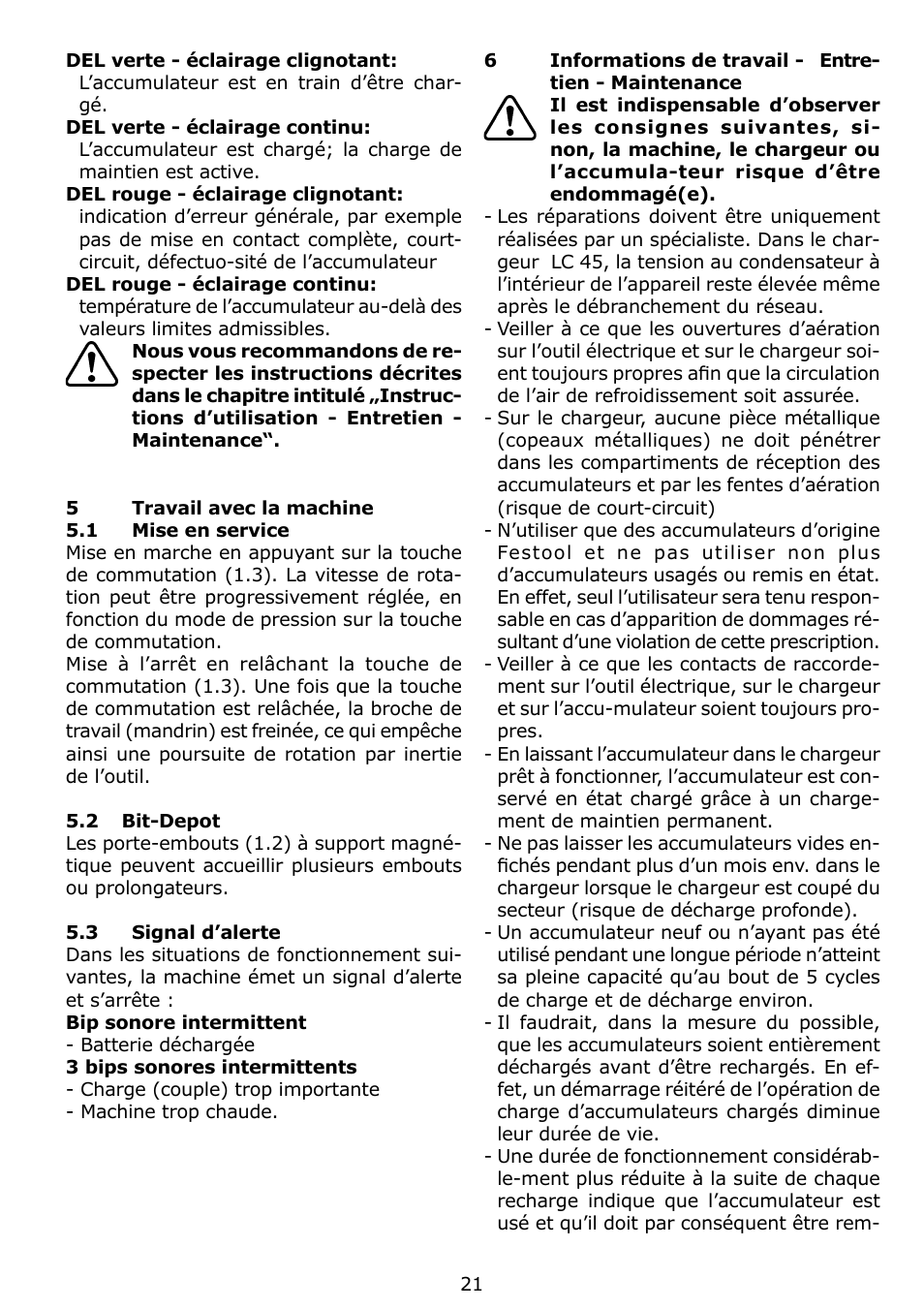 Festool C 12 User Manual | Page 21 / 86