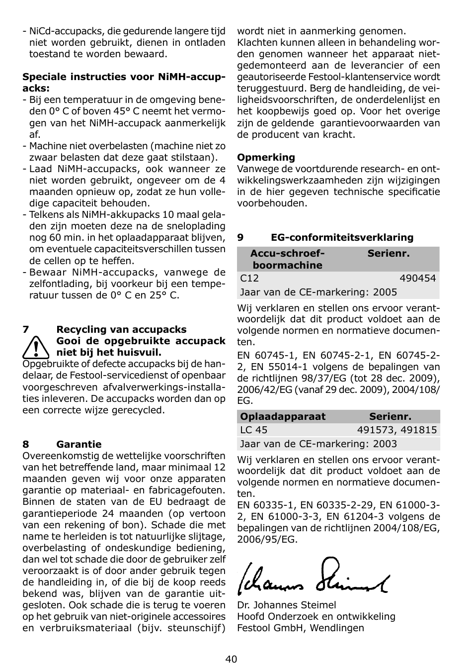 Festool C 12 User Manual | Page 40 / 86