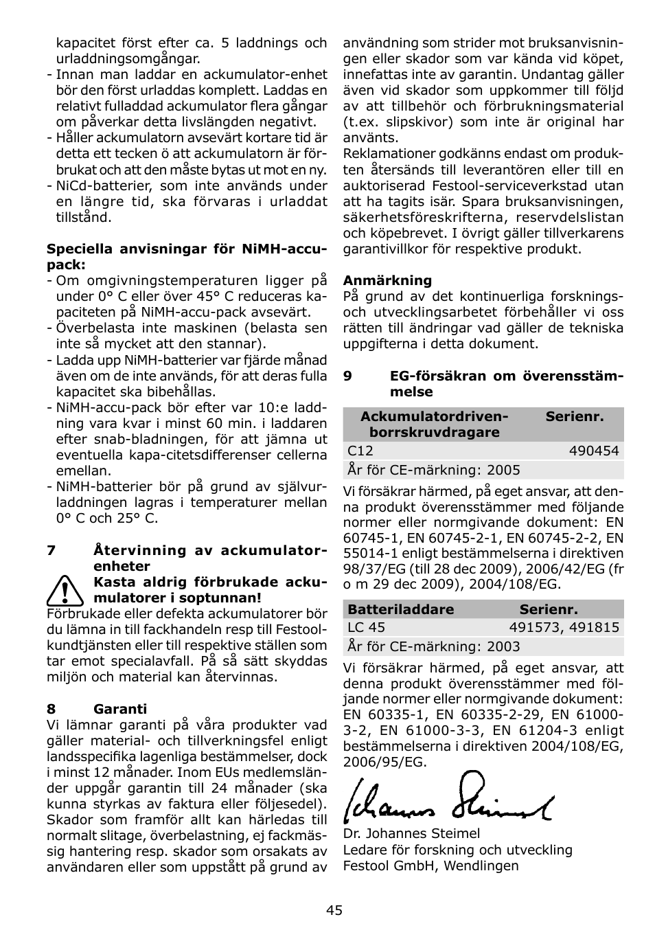 Festool C 12 User Manual | Page 45 / 86
