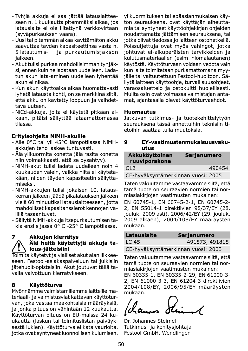 Festool C 12 User Manual | Page 50 / 86