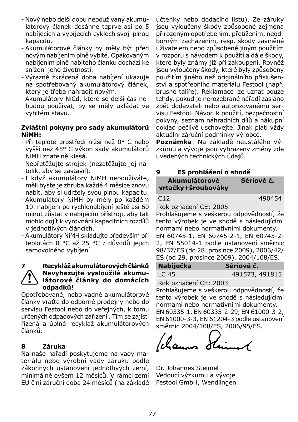 Festool C 12 User Manual | Page 77 / 86